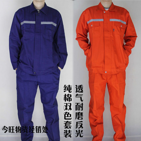 Pure cotton welding work suit for men's machine repair and servicesafeguard long sleeve loading multi-pocket spring and autumn work clothing factory clothing