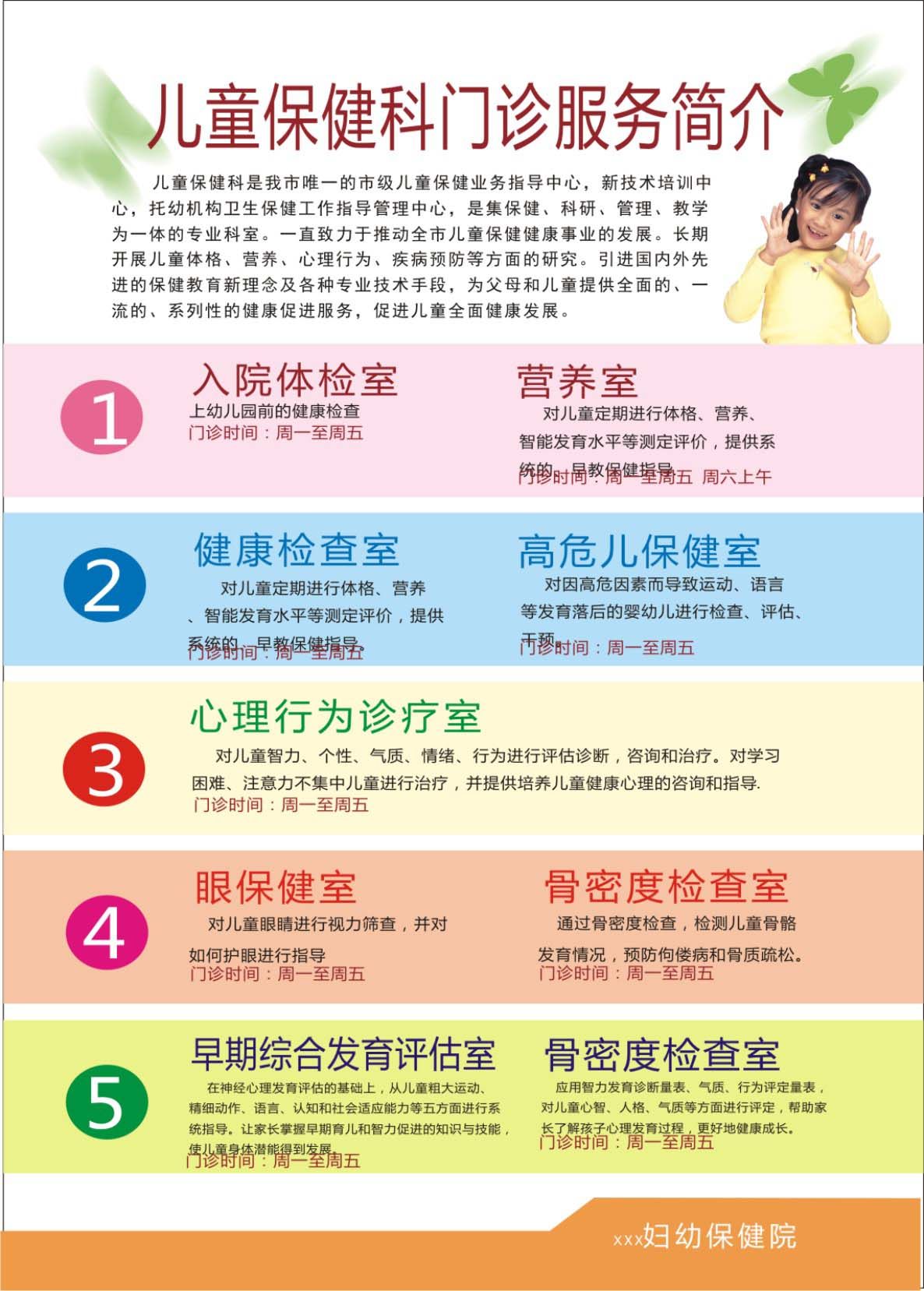 622办公装饰海报展板素材160儿童保健科门诊服务简介