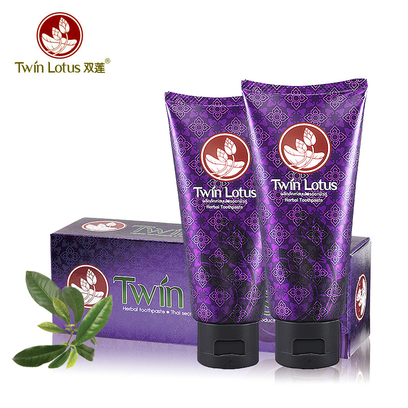 泰国双莲进口棕茶健齿牙膏120g两支装缓解牙周炎孕妇可用
