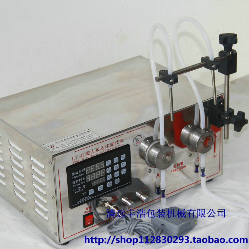 Spot double head small magnetic pump filling machine 316 stainless steel pump body milk oil water and other liquid filling machine