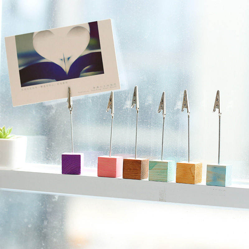 ● Color log square message clip Wrought iron post-it note clip Note clip Desktop decoration Postcard clip