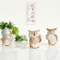Super cute mini ceramic owl cute animal home decoration living room crafts office study small ornaments