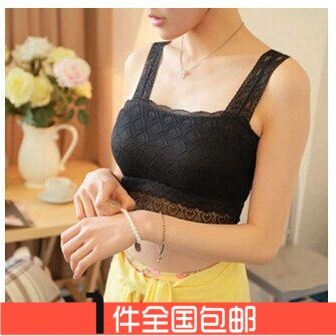 ທໍ່ lace camisole ຍາວເຄິ່ງ pleated tube ເທິງແບບເກົາຫຼີຄົນອັບເດດ: ແລະ versatile bottoming lace tube ເທິງມີ pads ເຕົ້ານົມ