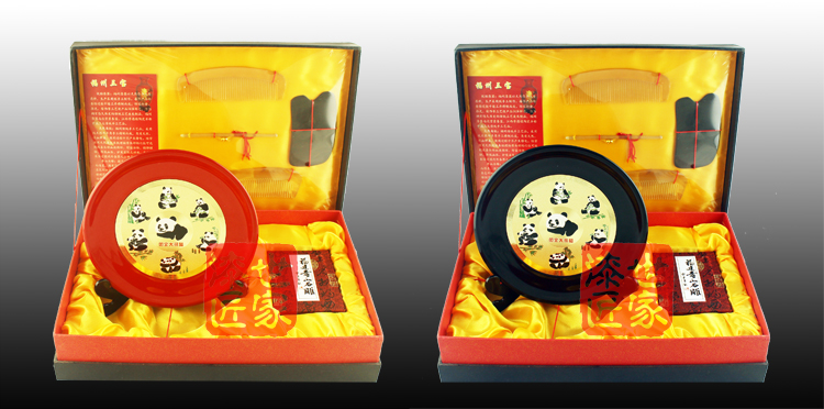 Fuzhou Sanbao Traditional Specialty Crafts Gift Gift Case Kit Group Corner Comb Gift Box Shoushan Stone Detire Lacquer Pan Panda
