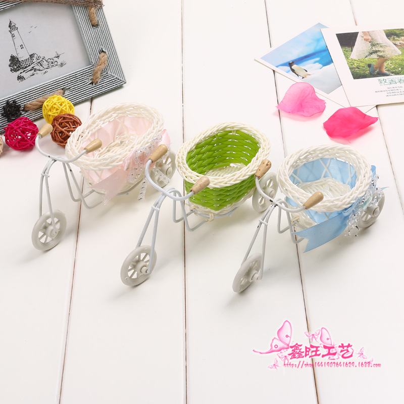 Toy Tricycle Delight sugar diy handmade basket Bamboo Rattan Weave Office Home Pendulum Accessories Craft Gift Hem
