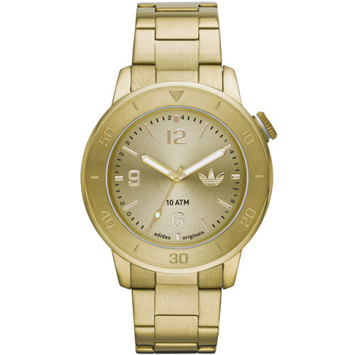 台湾官网直邮进口adidas Manchester 劲酷复古简约钢带腕表-金色