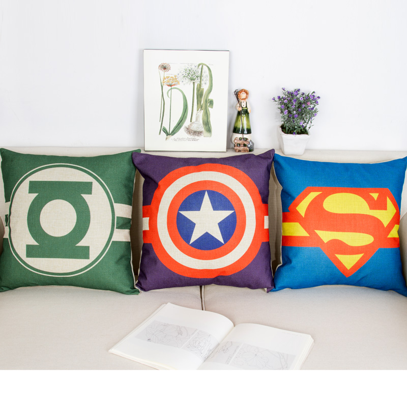 DC Iron Man Green Lantern Batman USA Captain Superman Cotton Twist Pillowcase Sofa Cushions Lean on Pillows