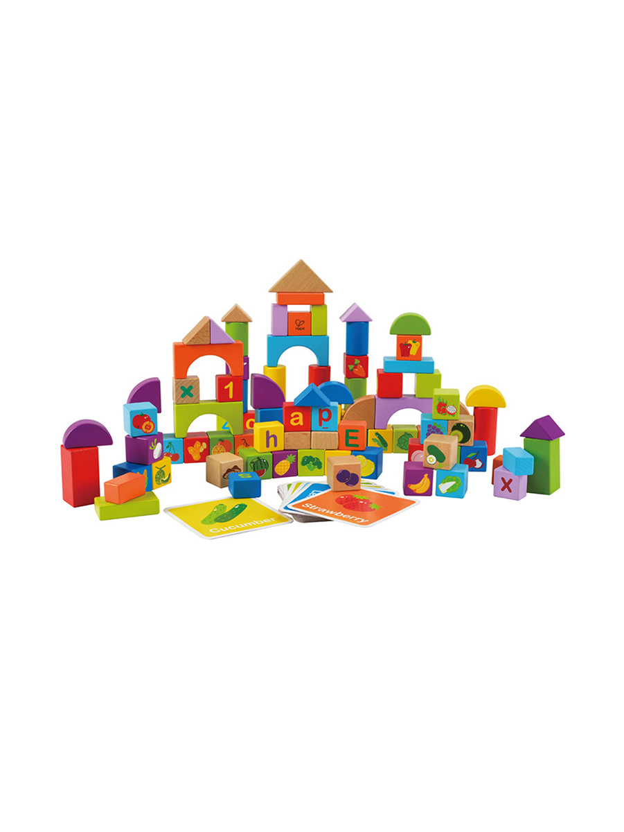 Hape 1岁+安全环保益智120粒果蔬积木E8303