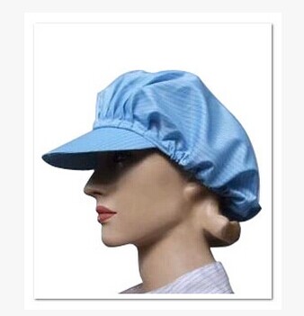 Men's and women's blue striped anti-static hat blue work cap workshop dust-free cap breathable duck tongue hat
