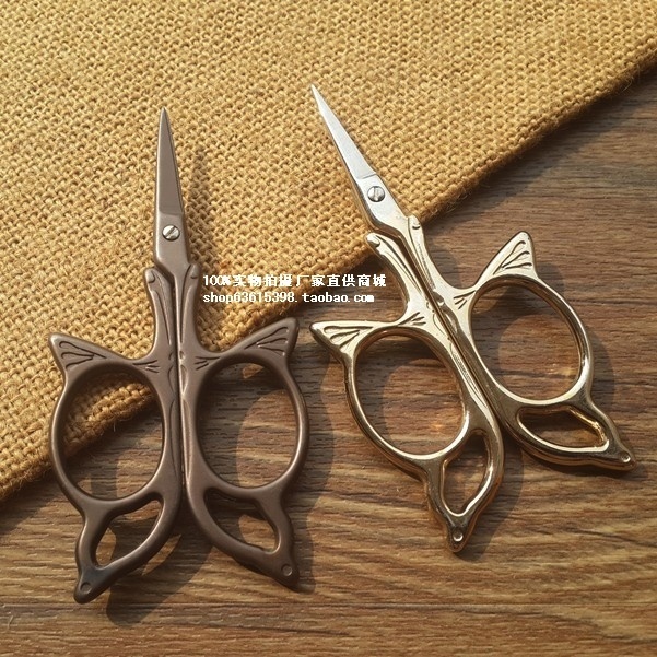 Eurostyle Retro Scissors Mini Creative Stainless Steel Golden Small Scissors Wire Head Hand Cut Small Number Tea Bag Wholesale