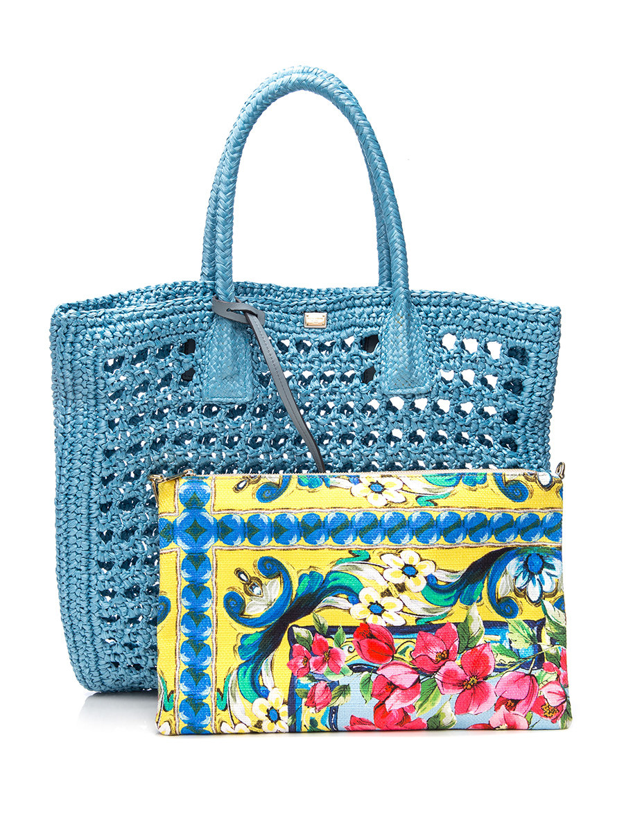 Dolce&Gabbana 浅蓝色镂空编织手提包