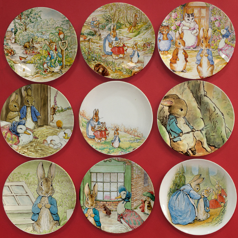 Peter Rabbit Creative Poster Plate Decoration Custom 8 Inch Moon CD Fairytale Rabbit writing True motif hanging decoration