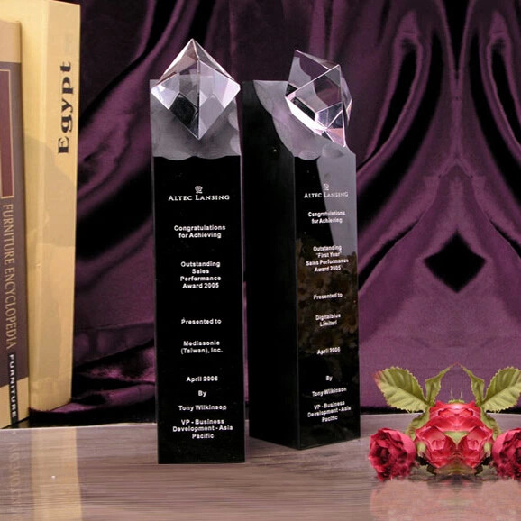 Black crystal trophy custom custom trophy medal lettering diamond trophy crystal custom