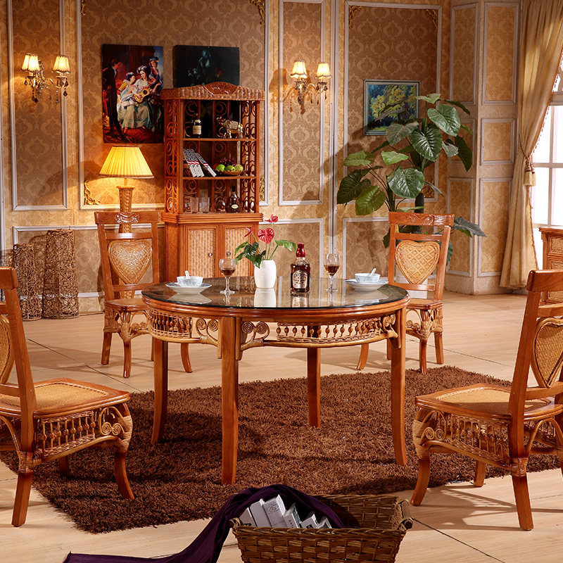 Southeast Asia Rattan Indonesia Import Vines Hotel Rattan Furniture Dining Chair Sub Vine chic dining chair Vine Wood Dining Chair