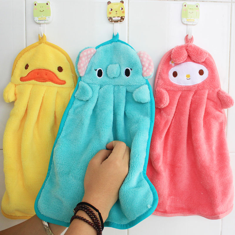 Thickened Adult Children Wipe Handshaves custom Inprint logo Creative Kitchen Hanging Cute Cartoon Head Rub Hand Towel