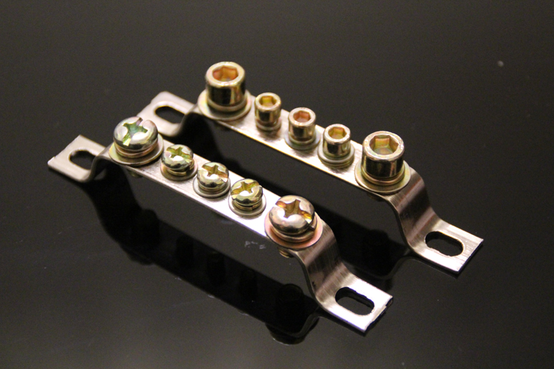 Brass nickel plated grounding copper row bridge type grounding terminal five-position zero ground row 5 holes 1 6*15