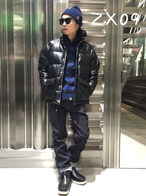 bape leather classic down jacket