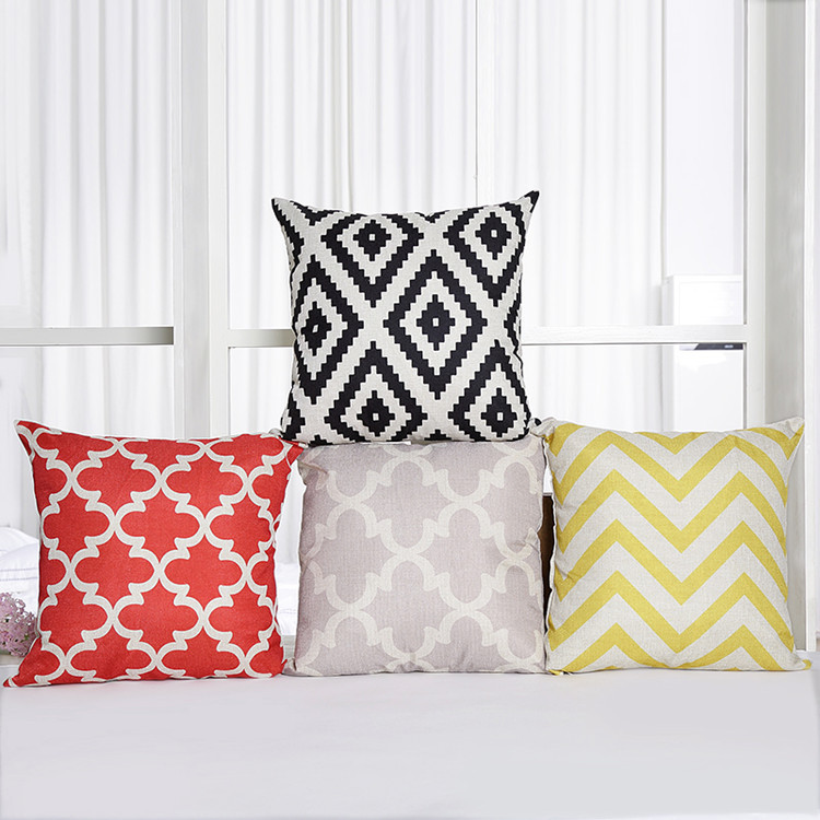 AliExpress foreign trade hot selling pillow retro geometric abstract pattern lantern cotton and linen material office nap pillow