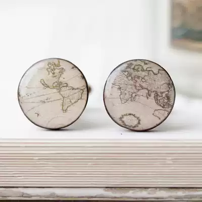 Ukraine Beautyspot original hand-made tour of European and American literature retro style World Map cufflinks spot