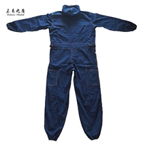 Pure cotton anti-static one-piece denim welding suit Welding suit Flame retardant protective suit with cap dust protective suit