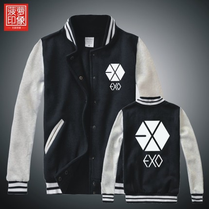 菠萝印象 exo棒球服鹿晗同款外套打歌服 qlz情侣装XOXO 卫衣服