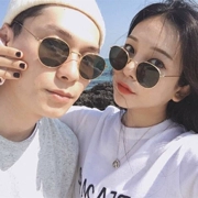 Harajuku retro khung tròn nhỏ hộp mỏng bên kính râm nữ mặt tròn phân cực kính râm nam thủy triều mặt nhỏ cặp kính