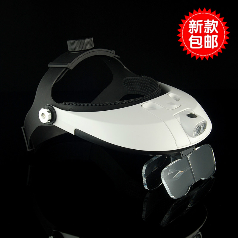 Helmet head-mounted high-definition magnifying glass high-power old man with lamp reading repair embroidery multi-fold lens