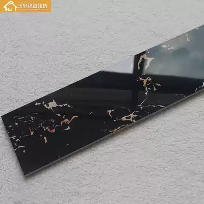 Living room floor tiles 800X100 black golden flower skirting line skirting board waveguide line passing door stone violet red wall tile