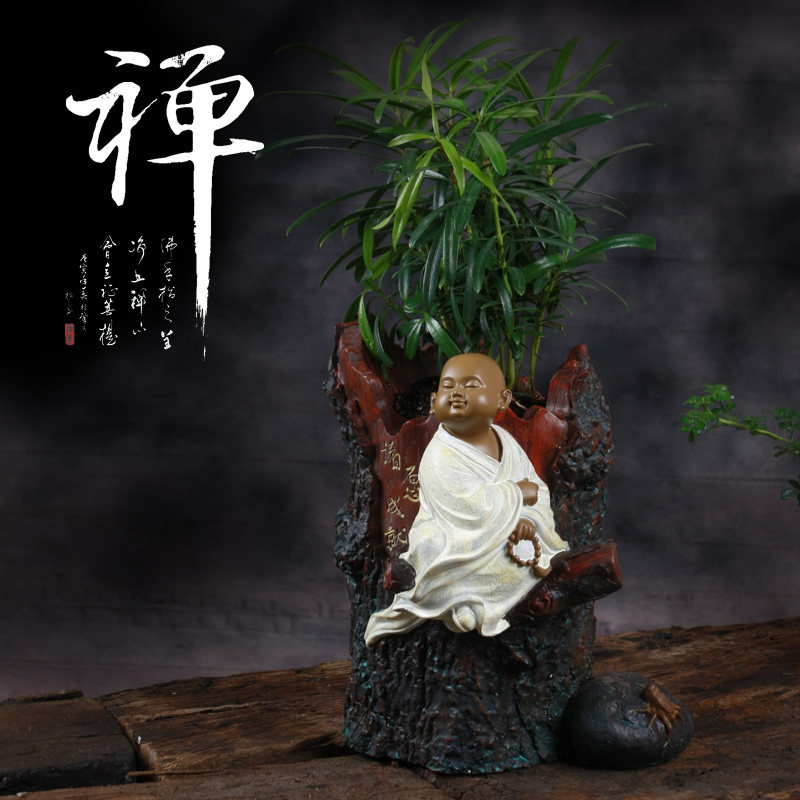 TQJ monk ornament resin small novice creative rockery home craft jewelry Chinese living room study desk - Taobao