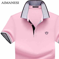 2018 mùa hè ngắn tay T-Shirt nam của mercerized quần áo cotton nam từ bi màu rắn ve áo thanh niên cotton polo áo sơ mi áo phông polo