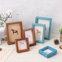 Vintage mahogany solid wood glass wooden frame bracket Photo album small photo frame desk mini three four five seven inch photo frame