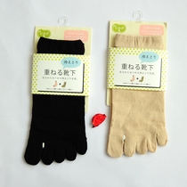 Export Japanese invisible five-finger socks female silk summer black thin silk short tube shallow mouth loose toe socks