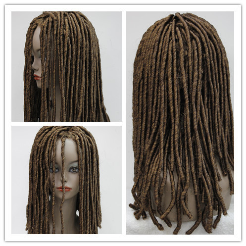 African Black Dreadlock Wig Reggae Hair Spiral Curls Braided Wig Dreadlock Wig