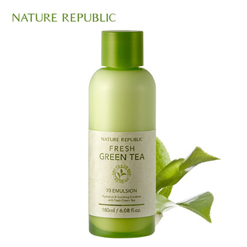 韩国专柜Nature Republic绿茶乳液保湿补水嫩白控油淡斑180ml