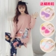 Bộ đồ ngủ nữ mùa thu cotton dài tay Hàn Quốc ngọt ngào dễ thương cho học sinh mặc nhà có thể mặc đồ mỏng