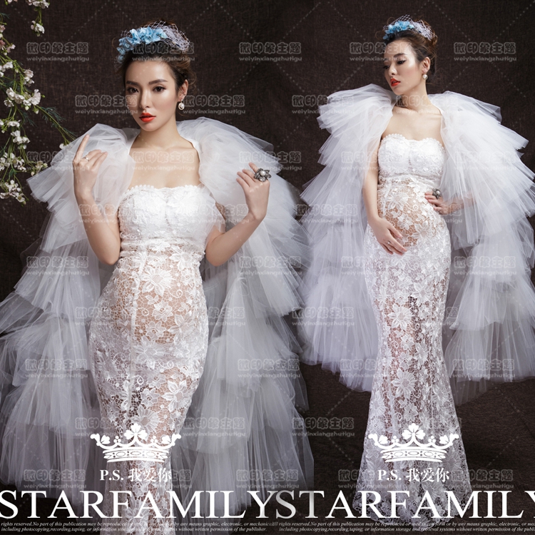 Exhibition new photo gallery Pregnant Woman Photo Photography Writing True Themed Clothing Big Card Van Clairvoyance Lace Gown Photos of pregnant women