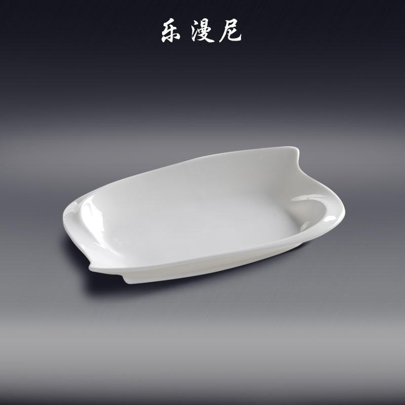 Le flood, from deep rectangular plate - pure white hotel Japanese ceramics tableware snack FanPan abnormity cold dishes