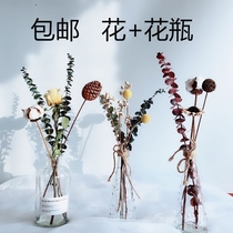 Eucalyptus leaf dried flower bouquet with bottle flower arrangement decoration Home living room bedroom office desktop decoration