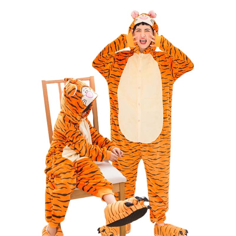 Halloween Tiger Performance Costumes for Adults, Men and Women, Couples, Cartoon Animal Onesies, Children's Cow, Horse, and Dragon Costumes