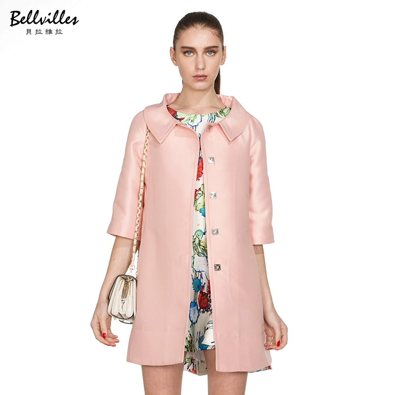 Bellvilles Bellville Nữ Áo khoác gió tay lửng đi lại mùa xuân và mùa thu BFSCN736 - Trench Coat