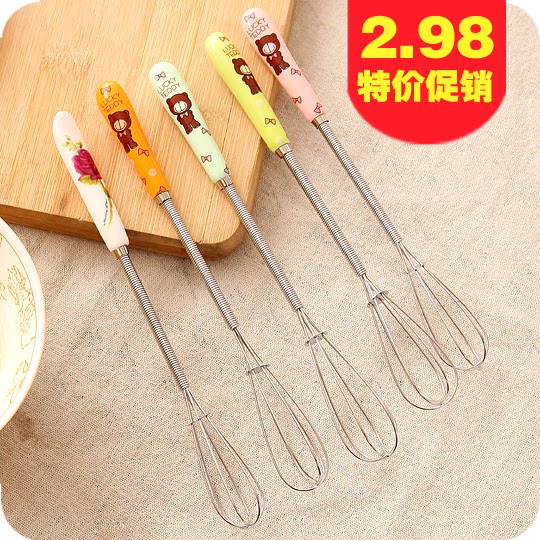 Kitchen Stainless Steel Manual Eggbeater Home Ceramic Handle Type Eggbeater Cake Baking Tool Stirrers