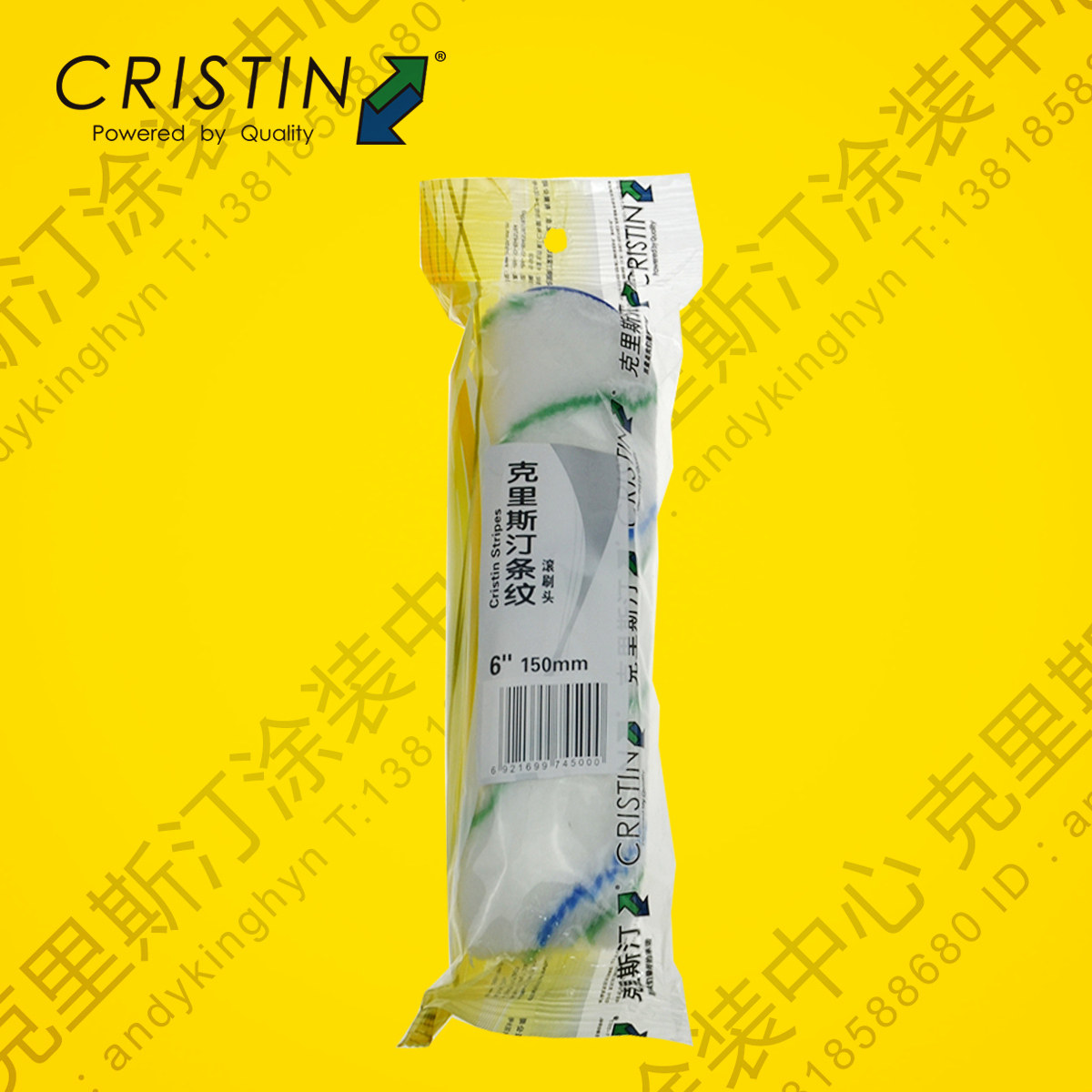 German Christine 6 Inch Striped Acrylic Fiber Paint Roll Brush Head In Hair Long Hair Brushed Paint Roller Paint Brush