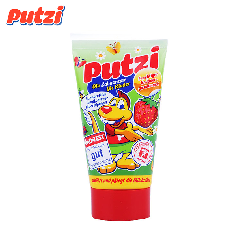 【天猫超市】德国进口 putzi 儿童宝宝可吞食草莓牙膏 健齿50ml