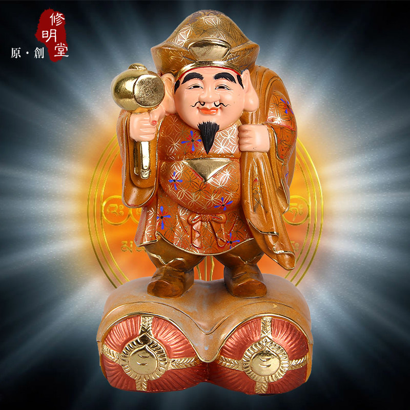 修明堂 开光密宗唐密大黑天 树脂仿木手工极彩摩诃迦罗大黑天财神