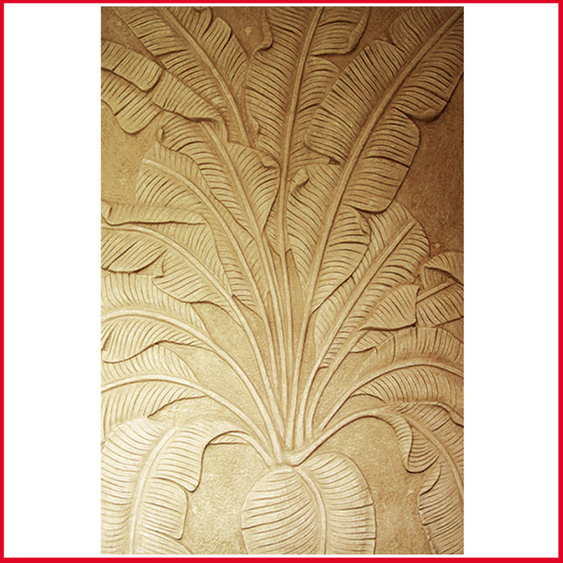 Upper Sea Dragon Octopus Sandstone Sandstone Painting Relief Background Wall Clubhouse Hotel Relief Decoration-Plantain Leaf Wall Decoration A