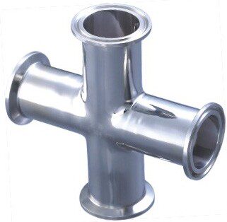 304 stainless steel sanitary four-way mirror quick installation sanitary welding four-way joint clamp type four-way