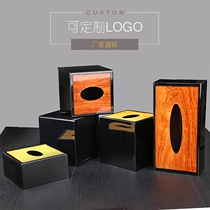 High-grade acrylic tissue box black transparent plastic square paper box LOGO custom hotel room