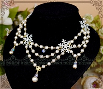 Original * Snow Night Miracle * Snowflake Pearl Short Necklace-Wool Chain-Multi-purpose CLA Lolita Accessories
