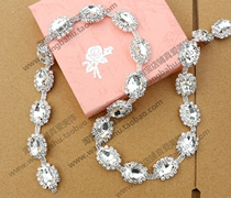 Oval glass gem rhinestone chain hand-sewn dress collar headband trim strip sandals single shoe sticking drill