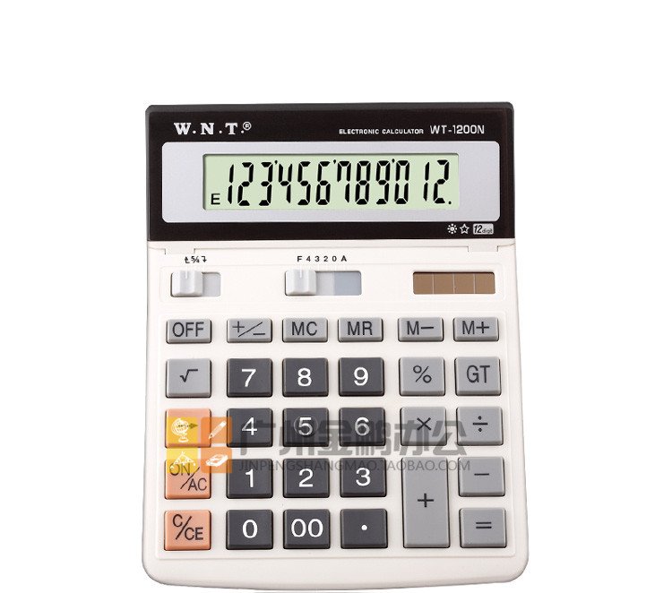Universal Pass WT-1200N Solar Dual Power Supply Computer 12 Digits Large Press Table Face Type Calculator